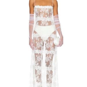 For Love And Lemons Sheer White Lace Maxi Dress